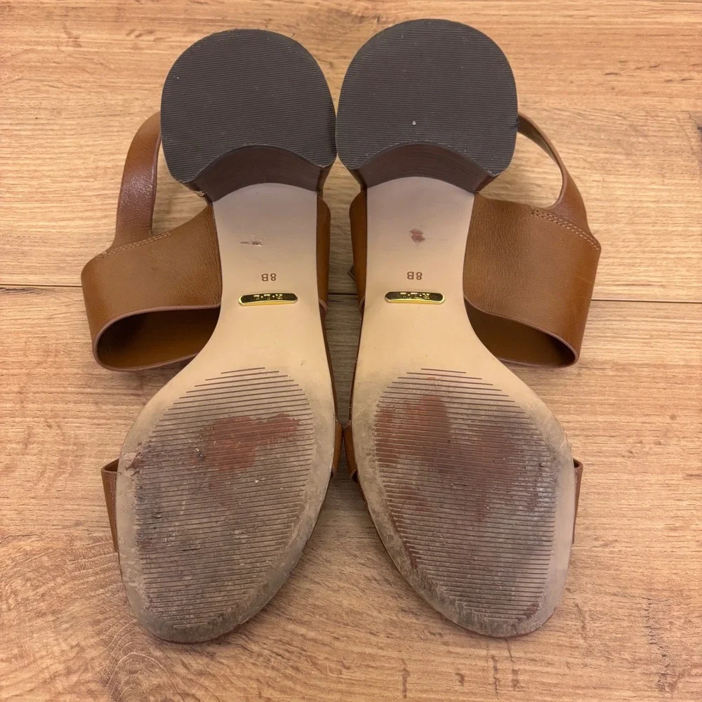 LAUREN RALPH LAUREN Florin Vachetta Leather‎ Sandal Deep Saddle Tan Women Size 8